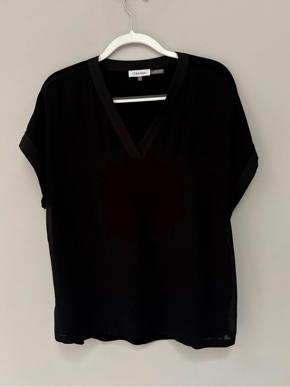Calvin Klein Women's Black V-Neck Short Sleeve Blouse
